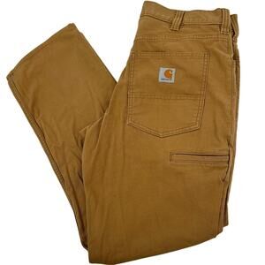 Men's Tan Carhartt Rugged Flex Relaxed Fit Canvas 5 Pocket Work Pants 32x30
